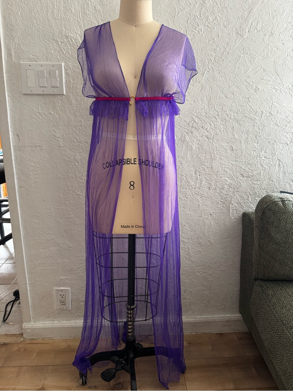 Damaris - Sheer Purple Maxi Lingerie empire Robe